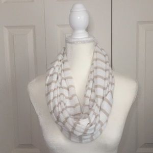 White and beige infinity scarf